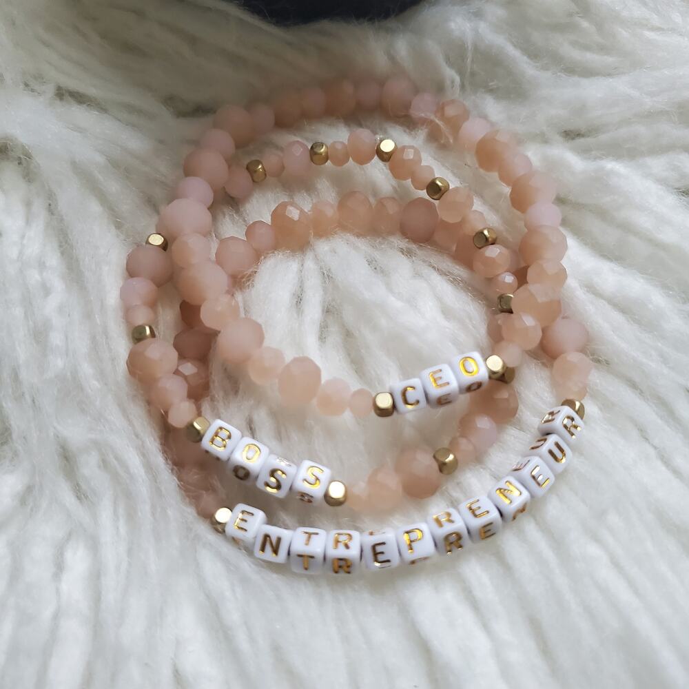 Handcrafted Pink Gold Statement Inspiration Bracelet Set